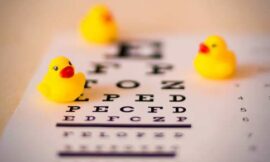 Toy ducks and eye chart