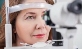 Woman getting an eye exam